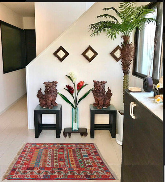 【予約済み】スマックキリム 手織り ペルシャキリム 高品質ウール イランシルジャン 産 敷物 玄関マットサイズ 100cmx72cm【本物保証/直輸入】