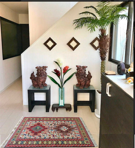 スマックキリム 手織り ペルシャキリム 高品質ウール イランシルジャン 産 敷物 玄関マットサイズ 109cmx75cm【本物保証/直輸入】