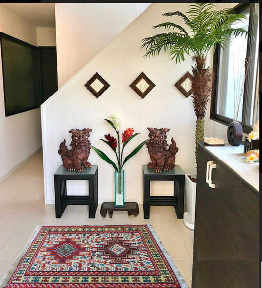 スマックキリム 手織り ペルシャキリム 高品質ウール イランシルジャン 産 敷物 玄関マットサイズ 109cmx76cm【本物保証/直輸入】