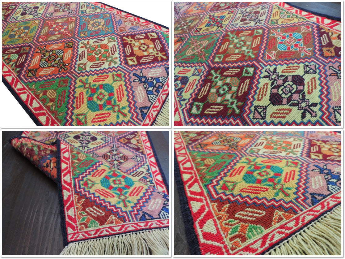 スマックキリム 手織り ペルシャキリム 高品質ウール イランシルジャン 産 敷物 廊下敷 202cmx50cm 【本物保証/直輸入】