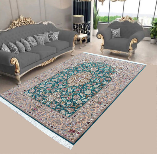 ペルシャ絨毯 カーペット ラグ ウール&シルク 手織り 高級 ペルシャ絨毯の本場 イラン イスファハン産中型サイズ 160cm×250cm 【本物保証/直輸入】