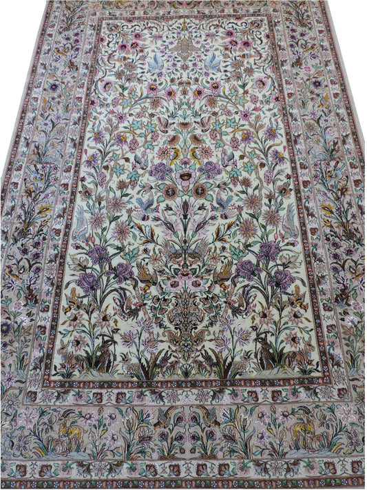 ペルシャ絨毯 カーペット ラグ ウール&シルク 手織り 高級 ペルシャ絨毯の本場 イラン イスファハン産中型サイズ 157cm×250cm 【本物保証/直輸入】