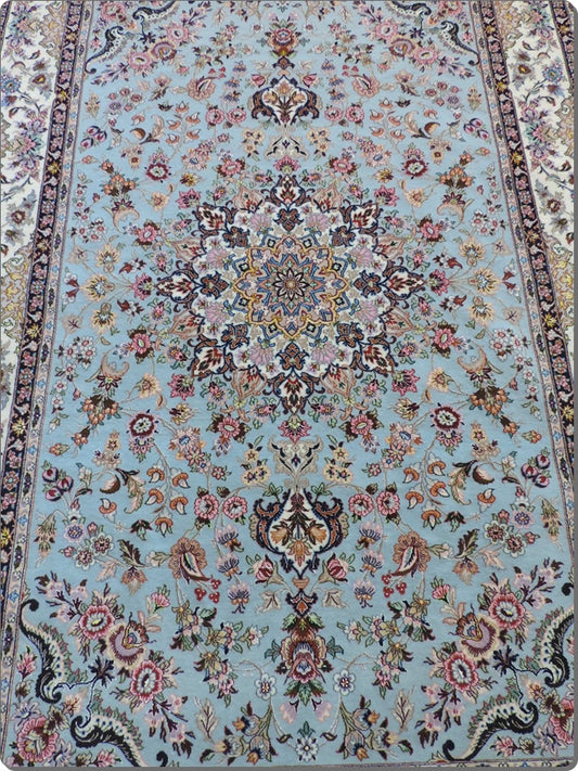 ペルシャ絨毯 カーペット ラグ ウール&シルク 手織り 高級 ペルシャ絨毯の本場 イラン イスファハン産中型サイズ 156cm×232cm 【本物保証/直輸入】