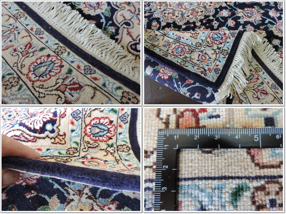 ペルシャ絨毯 カーペット 玄関マット ウール&シルク 手織り 高級ペルシャ絨毯の本場 イラン ナイン産玄関マット/サイズ 152cm×102cm【本物保証/直輸入】