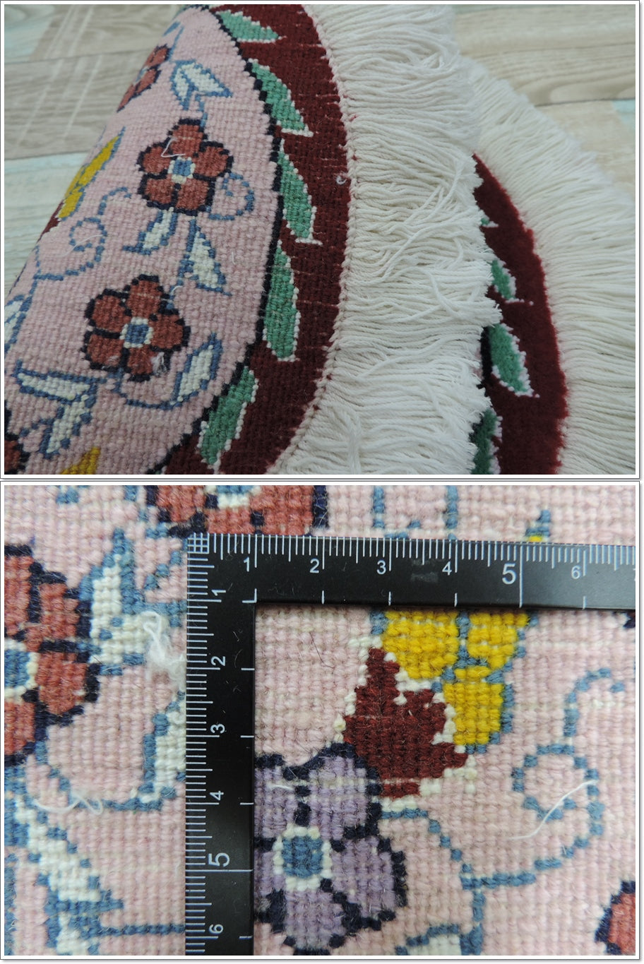 ペルシャ絨毯 愛らしいハートの形 ウール100% 手織り ペルシャ絨毯の本場 イラン ナイン産玄関マットなどに、サイズ 34cm×34cm【本物保証/直輸入】