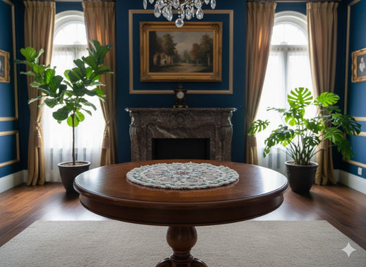 ペルシャ絨毯 愛らしいミニ丸形 ウール100% 手織り ペルシャ絨毯の本場 イラン ナイン産チェアーマット玄関マットなどに、サイズ 45cm×45cm【本物保証/直輸入】