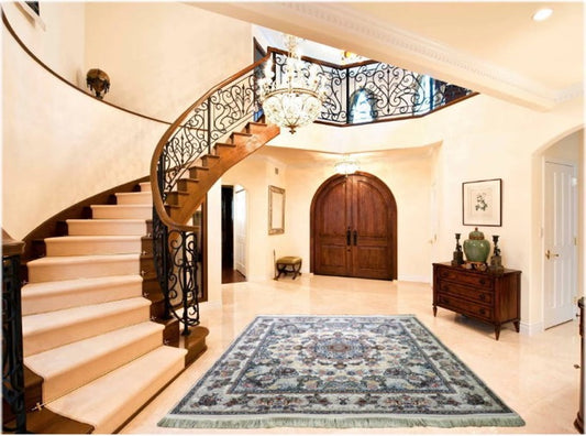 ペルシャ絨毯 カーペット ラグ 63万ノット ウィルトン織り 機械織り ペルシャ絨毯の本場 イラン 大型サイズ:200cm×200cm 【本物保証】【高品質】【送料無料】