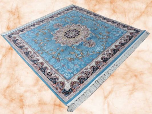 ペルシャ絨毯 カーペット ラグ 63万ノット ウィルトン織り 機械織り ペルシャ絨毯の本場 イラン 大型サイズ:200cm×200cm 【本物保証】【高品質】【送料無料】