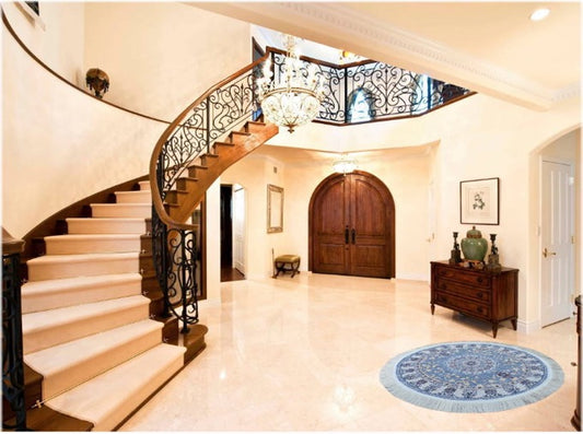 ペルシャ絨毯 カーペット ラグ 63万ノット 高密度 ソフトタッチ ウィルトン織り 機械織り ペルシャ絨毯の本場 イラン産 円型・丸形 直径100cm 【本物保証/直輸入/高品質/高級/激安】