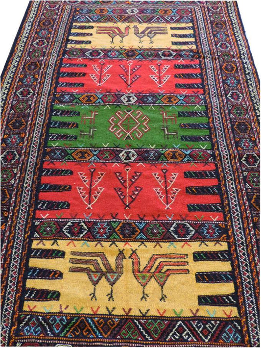 キリム 手織り ペルシャキリム 高品質ウール イラン グーチャン産 カーペット 敷物 ラグサイズ 185cmx100cm 【本物保証/直輸入】