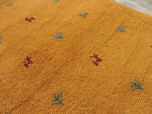 ギャッベ 手織り ウール ギャッベの本場 イラン シラーズ産 玄関マットサイズ 97cm×59cm すべり止めマット付き 【本物保証】