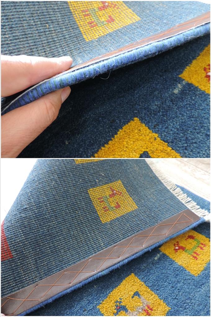 ギャッベ 手織り ウール ギャッベの本場 イラン シラーズ産 玄関マットサイズ 92cm×61cm すべり止めマット付き 【本物保証】