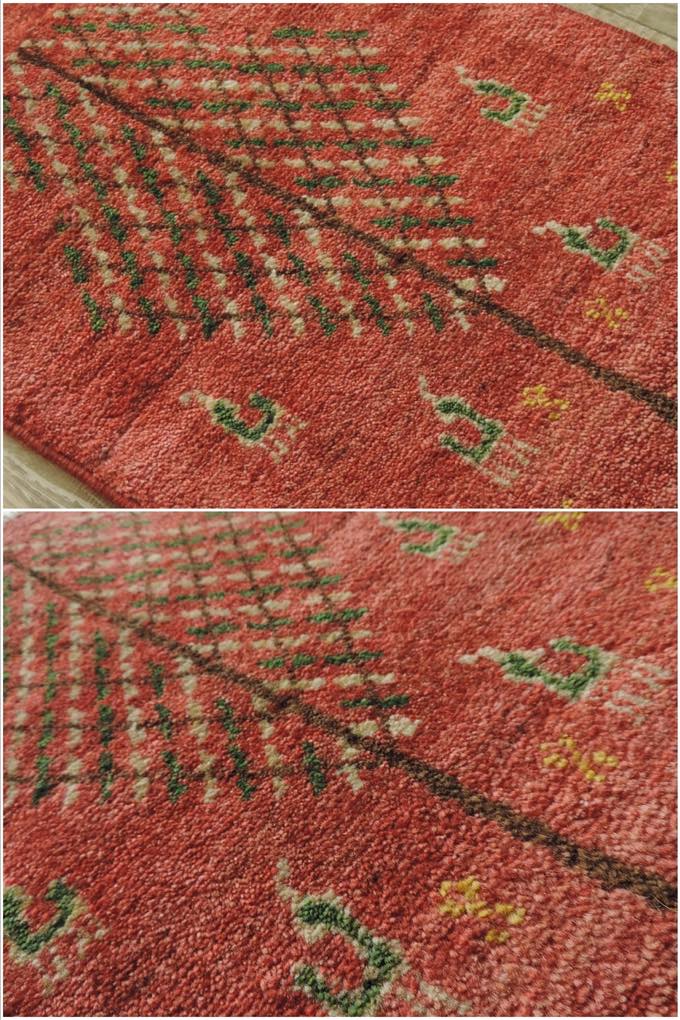 ギャッベ ギャベ 手織り 細かな結び目の高級ギャッベ ギャッベの本場(イラン シラーズ産)座布団サイズ:63cmx40cm カーペット 絨毯【本物保証】