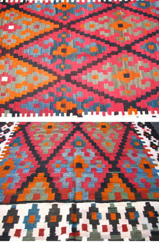 大判手織りウール100% ペルシャ シラーズ産 キリム<br />廊下敷きサイズ:395cmx170cm【送料無料】