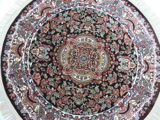 ★新入荷商品★ペルシャ絨毯(カーペット/ラグ) シルク調豪華な色柄の高密度:ウィルトン織り ペルシャ絨毯の本場 イラン/クム産デザイン<br />サイズ:円型・丸形 100cmx100cm<br />【高品質/高級/激安】【送料無料】【smtb-k】