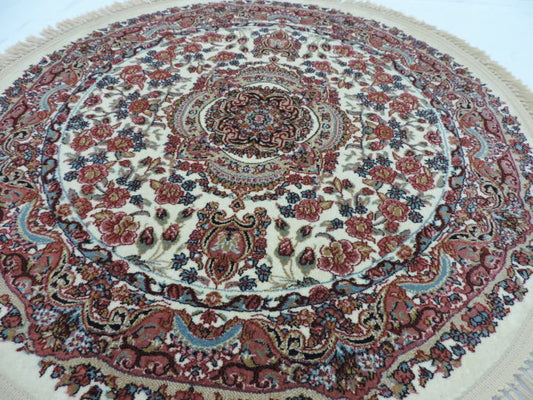 ★新入荷商品★ペルシャ絨毯(カーペット/ラグ) シルク調豪華な色柄の高密度:ウィルトン織り ペルシャ絨毯の本場 イラン/クム産デザイン<br />サイズ:円型・丸形 100cmx100cm<br />【高品質/高級/激安】【送料無料】【smtb-k】