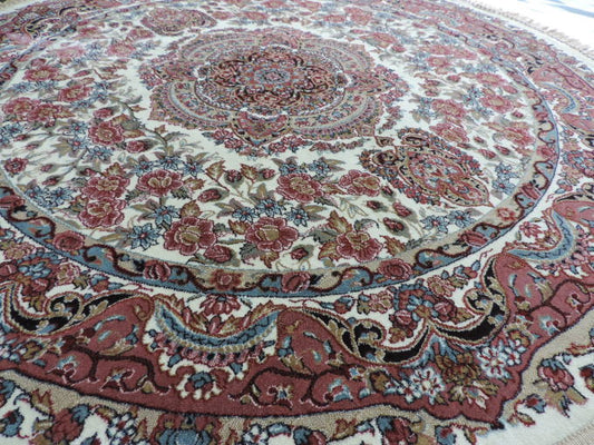 ★新入荷商品★12色出品★ペルシャ絨毯(カーペット/ラグ) シルク調豪華な色柄の高密度:ウィルトン織り ペルシャ絨毯の本場 イラン/クム産デザイン<br />サイズ:円型・丸形 150cmx150cm<br />【高品質/高級/激安】【送料無料】【smtb-k】