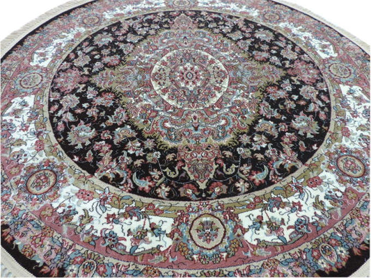 ★新入荷商品★12色出品★ペルシャ絨毯(カーペット/ラグ) シルク調豪華な色柄の高密度:ウィルトン織り ペルシャ絨毯の本場 イラン/クム産デザイン<br />サイズ:円型・丸形 150cmx150cm<br />【高品質/高級/激安】【送料無料】【smtb-k】