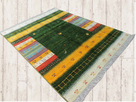 ペルシヤギャッベ手織り 草木染ウール100% ロリバフ室内装飾 高品質 ギャッベの本場 イラン シラーズ産 カーペットリビング部屋ラグ ラグサイズ 236cm×174cm カーペット 絨毯 【本物保証】