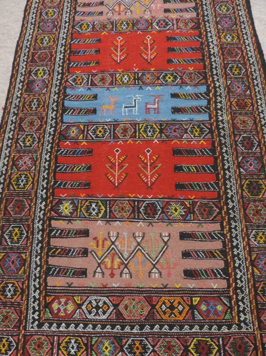 キリム 手織り ペルシャキリム 高品質ウール イラン グーチャン産 カーペット 敷物 ラグサイズ 180cmx100cm 【本物保証/直輸入】