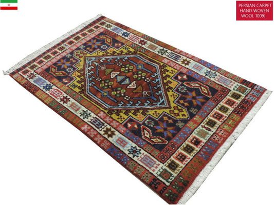 ペルシャ絨毯 カーペット ラグ ウール100% 手織り 高級 ペルシャ絨毯の本場 イランアゼルバイジャン アルダビル産 玄関マットサイズ 100cm×61cm 【本物保証/直輸入】