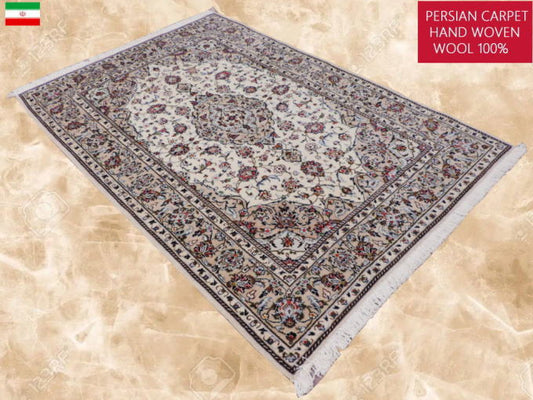 ペルシャ絨毯 カーペット 高品質ウール 手織り 高級 ペルシャ絨毯の本場 イラン カシャン産 中型サイズ 215cm×147cm【本物保証/直輸入】