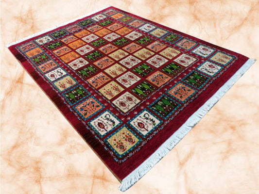 ペルシヤギャッベ手織り 草木染ウール100% ロリバフ高密度室内装飾 送料無料 ギャッベの本場 イラン シラーズ産 カーペットラグリビング部屋 ラグサイズ【本物保証】