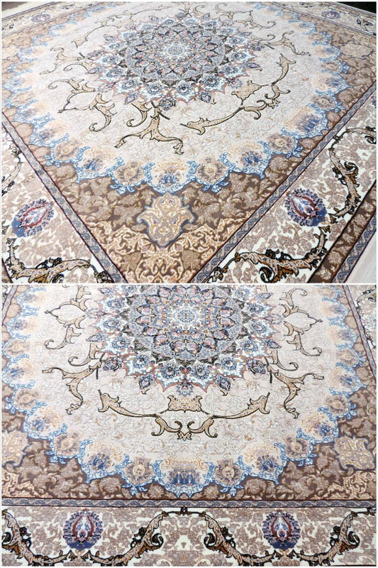 ペルシャ絨毯 カーペット ラグ 63万ノット ウィルトン織り 機械織り ペルシャ絨毯の本場 イラン 大型サイズ:200cm×200cm 【本物保証】【高品質】【送料無料】