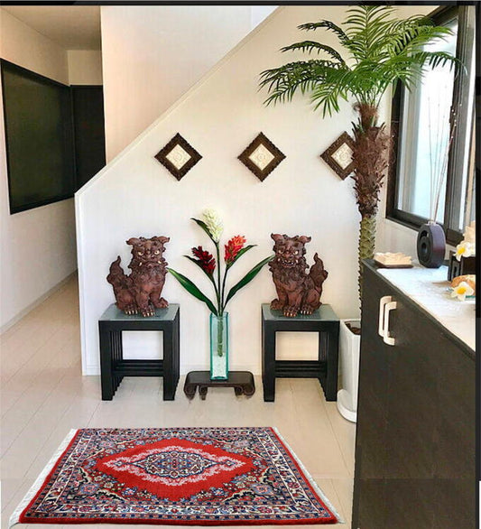 ペルシャ絨毯 カーペット 手織り 高級 ペルシャ絨毯の本場 イラン ビジャー産 玄関マット サイズ 97cm×65cm 本物保証