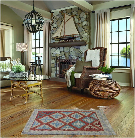 手織りウール100% ペルシャ シラーズ産 キリム<br />玄関マットサイズ:63cmx110cm【送料無料】