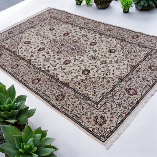 ペルシャ絨毯 カーペット 高品質ウール 手織り 高級 ペルシャ絨毯の本場 イラン カシャン産 中型サイズ 208cm×140cm【本物保証/直輸入】