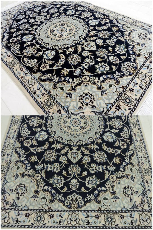 ペルシャ絨毯 カーペット ラグ 高品質ウール 手織り 高級 ペルシャ絨毯の本場 イラン ナイン産 玄関マット 116cm×77cm 【本物保証/直輸入】