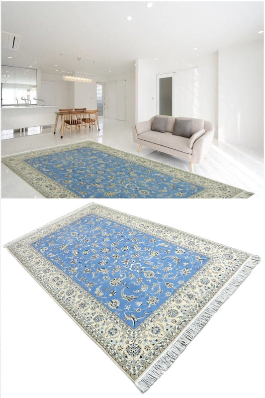 ペルシャ絨毯 カーペット ラグ ウール&シルク6LA 手織り 高級 ペルシャ絨毯の本場 イラン ナイン産 大型サイズ 275cm×168cm 【本物保証/直輸入】