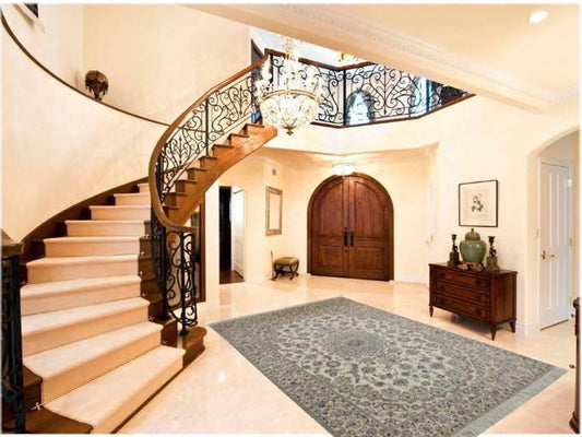 ペルシャ絨毯 カーペット ラグ ウール&シルク 手織り 高級 ペルシャ絨毯の本場 イラン ナイン産 大型サイズ 245cm×160cm 【本物保証/直輸入】