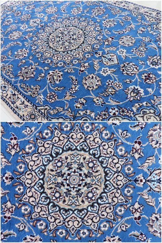 ペルシャ絨毯 カーペット ウール&コットン 手織り高級 ペルシャ絨毯の本場 イラン ナイン産 玄関マットサイズ 117cm×80cm【本物保証】