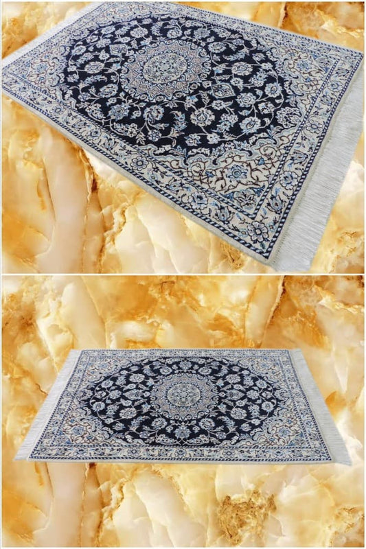 ペルシャ絨毯 カーペット ウール&コットン 手織り高級 ペルシャ絨毯の本場 イラン ナイン産 玄関マットサイズ 118cm×80cm【本物保証】