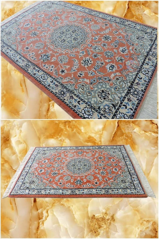 ペルシャ絨毯 カーペット ウール&コットン 手織り高級 ペルシャ絨毯の本場 イラン ナイン産 玄関マットサイズ 121cm×79cm【本物保証】