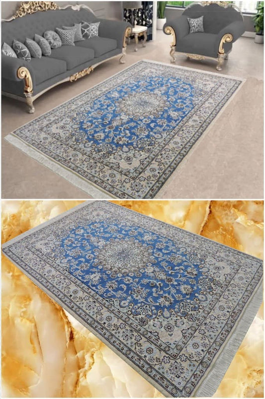 ペルシャ絨毯 カーペット ウール シルク 手織り 高級 ペルシャ絨毯の本場 イラン ナイン産 中型サイズ 200cm×132cm【本物保証/直輸入】