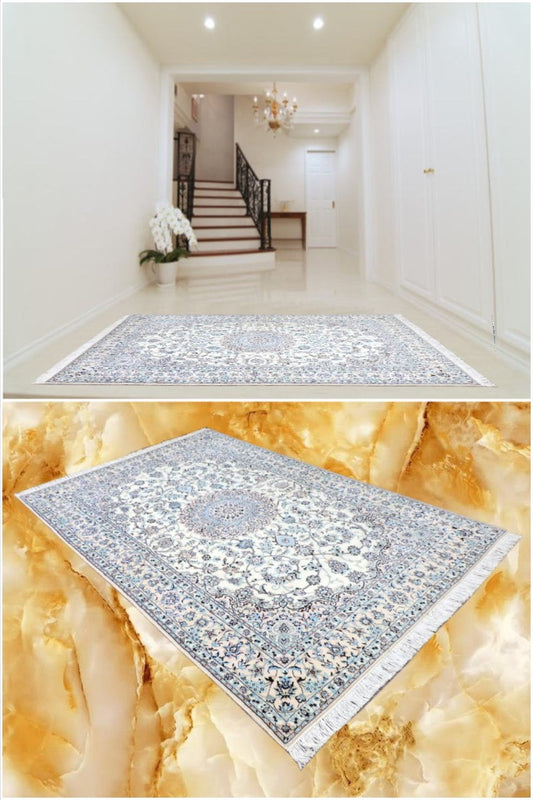 ペルシャ絨毯 カーペット ウール シルク 手織り 高級 ペルシャ絨毯の本場 イラン ナイン産 中型サイズ 250cm×163cm【本物保証/直輸入】