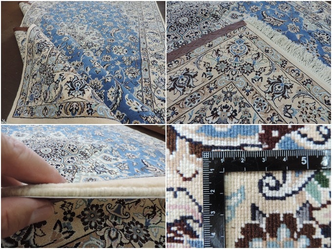ペルシャ絨毯 カーペット ラグ ウール100% 手織り 高級 ペルシャ絨毯の本場 イラン ナイン産 235cm×147cm 【本物保証/直輸入】