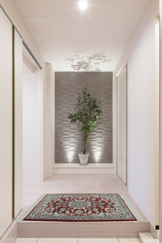 ペルシャ絨毯 カーペット 玄関マット ウール&シルク 手織り 高級 ペルシャ絨毯の本場 イラン ナイン産 92cm×60cm【本物保証/直輸入】