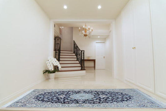 ペルシャ絨毯 カーペット ウール&シルク 6LA高密度 手織り高級 ペルシャ絨毯の本場 イラン ナイン産 中型サイズ212cm×127cm【本物保証】