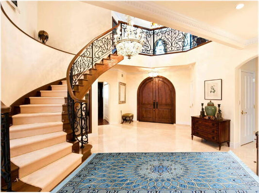 手織りペルシャ絨毯 カーペット ウール&シルク 高密度 手織り高品質 ペルシャ絨毯の本場 イラン ナイン産 中型サイズ238cm×160cm【本物保証】