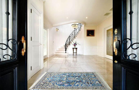 手織りペルシャ絨毯 カーペット ウール&シルク 高密度 手織り高品質 ペルシャ絨毯の本場 イラン ナイン産 中型サイズ143cm×91cm【本物保証】