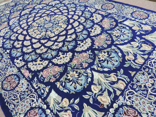 ペルシャ絨毯 カーペット ウール 手織り高級 ペルシャ絨毯の本場 イラン ナイン産 中型サイズ 254cm×154cm【本物保証】