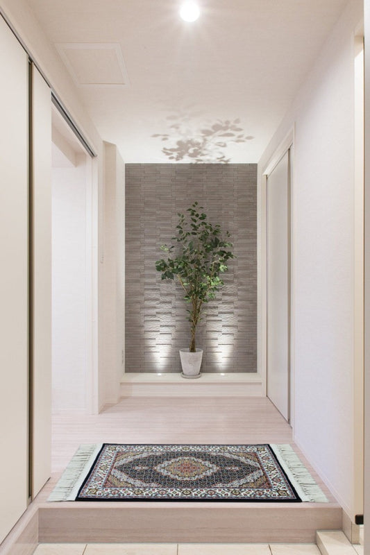 ペルシャ絨毯 カーペット ラグ 玄関マット 100万ノット 高密度 ソフトタッチ ウィルトン織り 機械織り ペルシャ絨毯の本場 イラン産 80cm×50cm 【本物保証/直輸入/高品質/高級/激安】