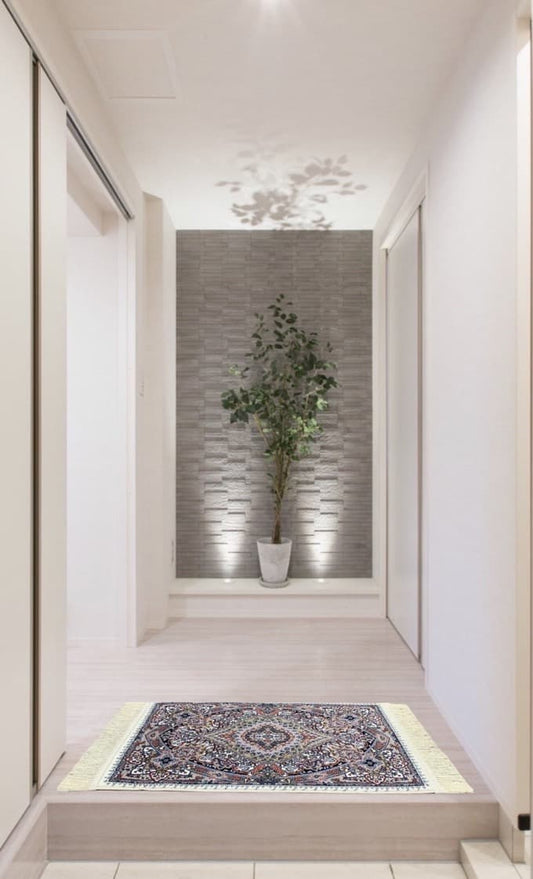 ペルシャ絨毯 カーペット ラグ 63万ノット 高密度 ソフトタッチ ウィルトン織り 機械織り ペルシャ絨毯の本場 イラン産 玄関マット 85cm×50cm 【本物保証/直輸入/高品質/高級/激安】