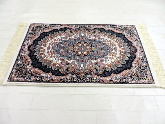 ペルシャ絨毯 カーペット ラグ 63万ノット 高密度 ソフトタッチ ウィルトン織り 機械織り ペルシャ絨毯の本場 イラン産 玄関マット 85cm×50cm 【本物保証/直輸入/高品質/高級/激安】