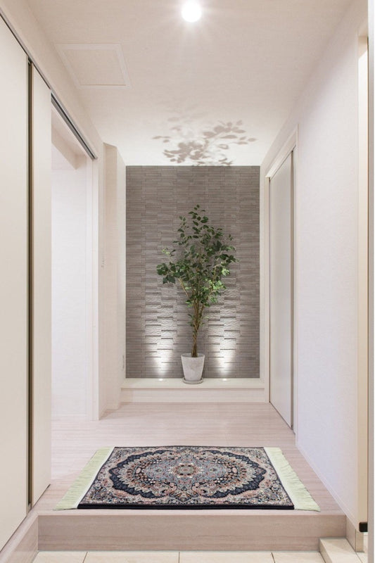 ペルシャ絨毯 カーペット ラグ 63万ノット 高密度 ソフトタッチ ウィルトン織り 機械織り ペルシャ絨毯の本場 イラン産 玄関マット 85cm×50cm 【本物保証/直輸入/高品質/高級/激安】