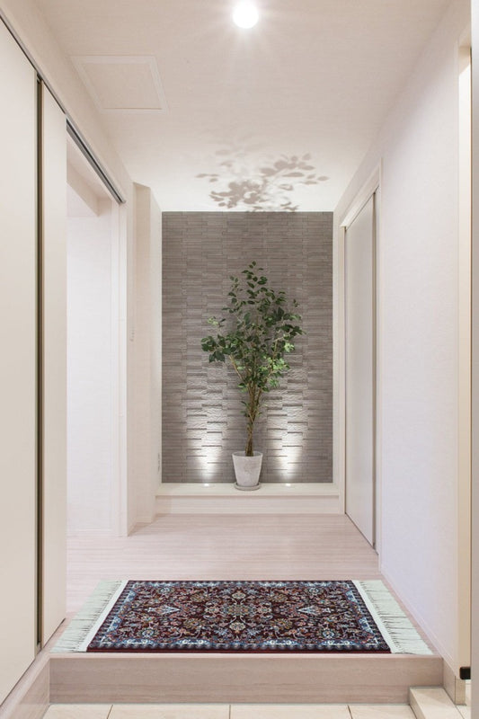 ペルシャ絨毯 カーペット ラグ 玄関マット 100万ノット 高密度 ソフトタッチ ウィルトン織り 機械織り ペルシャ絨毯の本場 イラン産 80cm×50cm 【本物保証/直輸入/高品質/高級/激安】